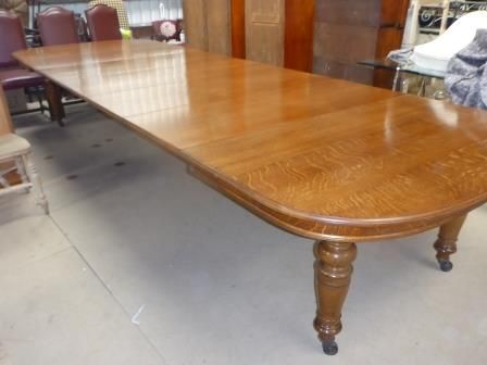 Antique Victorian Golden Oak Extending Dining Table