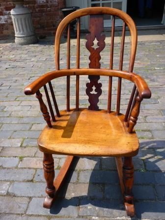 Antique Victorian Childs Yew Wood Windsor Chair