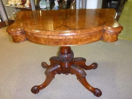 Antique Victorian Burr Walnut Games Table