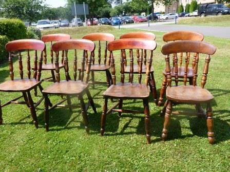 Antique Victorian Set of 6 Plus 2 Kitchen Windsor Chairs