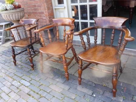 Antique Victorian Smokers Bows or Captains Chairs