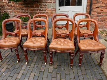 Antique Victorian Mahogany Dining Chairs Set 8