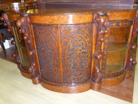 Antique Victorian Burr Walnut Credenza Irish