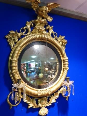 Antique Regency Convex Eagle Mirror