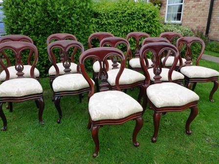 Antique Victorian Balloon Back Dining Chairs Set of 12