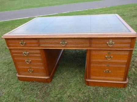 Antique Victorian Partners Desk in Oak