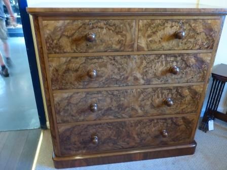 Antique Victorian Burr Walnut Chest of Drawers