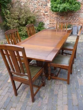 Antique Oak Dining Room Suite Table Plus 6 Chairs