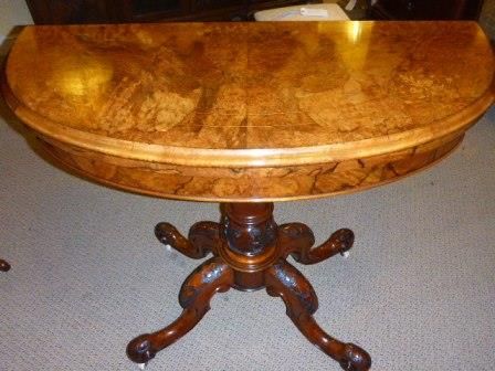 Antique Victorian Burr Walnut Games Table