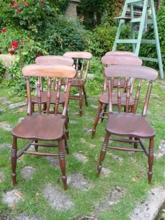 Antique Victorian Kitchen Chairs Set of 6