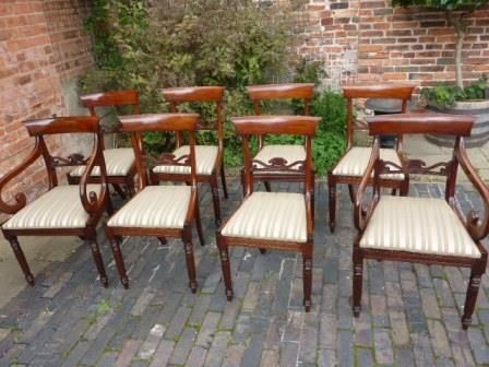 Antique Georgian Mahogany Dining Chairs Set 8