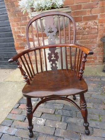 Antique Yew Wood Windsor Armchair