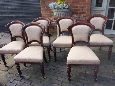 Antique Victorian Mahogany Dining Chairs Set 6