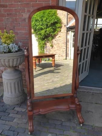 Antique Victorian Cheval Mirror in Mahogany