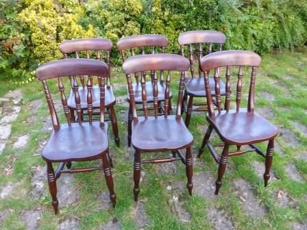 Antique Victorian Farmhouse Kitchen Chairs Set 6