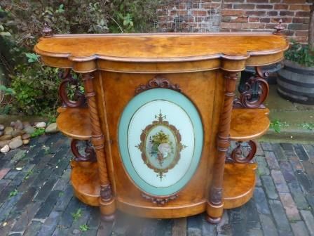 Antique Victorian Burr Walnut Credenza/cabinet