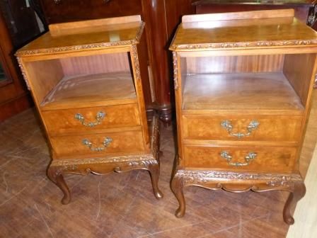 Pair of Antique Burr Walnut Bedside Cabinets