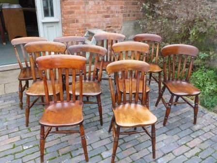 Antique Victorian Farmhouse Kitchen Dining Chairs 10