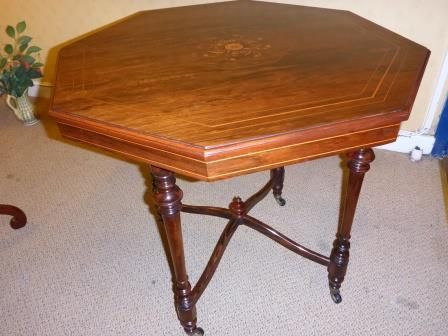 Antique Victorian Rosewood Inlaid Window Table