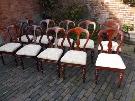 Antique Victorian Mahogany Dining Chairs Set 10