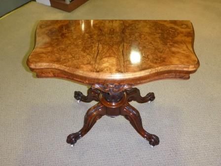 Antique Victorian Burr Walnut Games Table