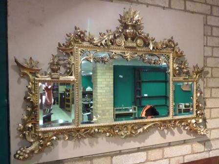 Antique Victorian Gilt Wood Over Mantle Mirror