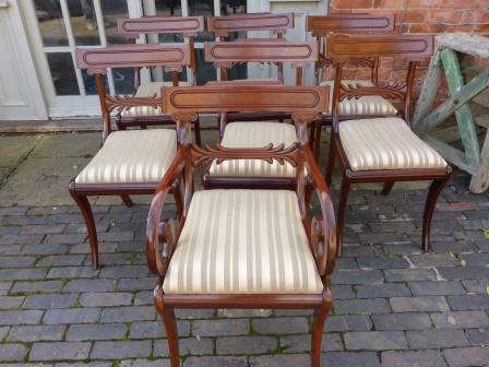 Antique Regency Dining Chairs Mahogany Set 7