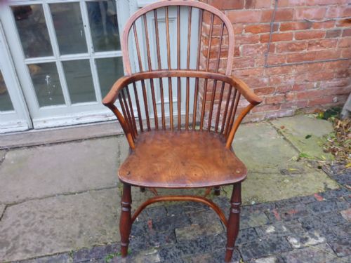 Antique Yew Wood Windsor Armchair
