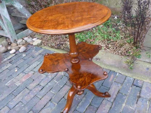 Victorian Burr Walnut Tripod Table Unusual