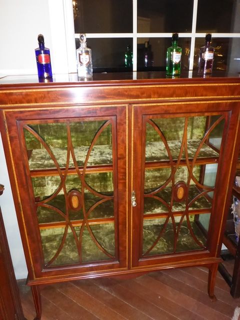 Antique Mahogany and Inlaid Display Cabinet