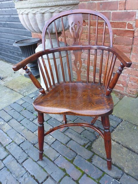 Antique Yew Wood Windsor Armchair