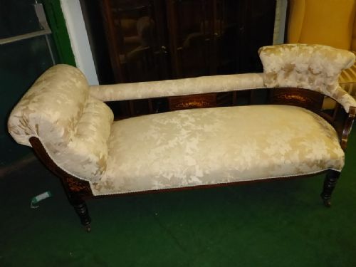 Late Victorian Rosewood Chaise Lounge Inlaid