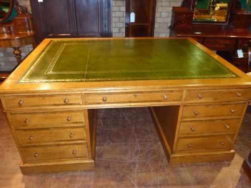 A Very Impressive Victorian Partners Desk in Oak