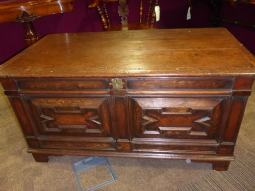 Antique Oak Coffer with Yew Wood