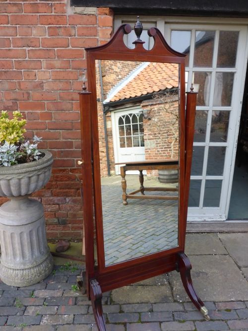 Late Victorian Mahogany Cheval Mirror