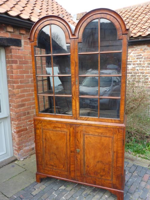 Quality Walnut Bookcase in the Queen Ann Style