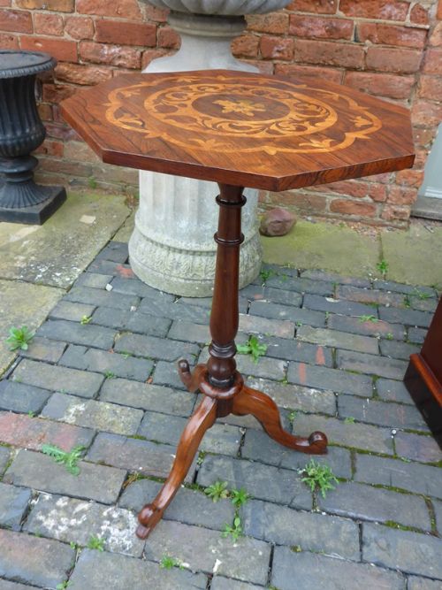 Antique Rosewood Tripod Table Inlaid Top