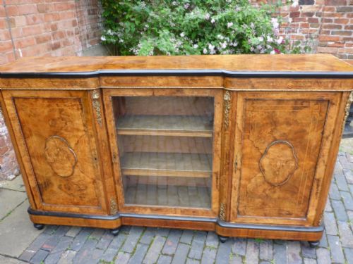 Victorian Figured Walnut Credenza with Inlay