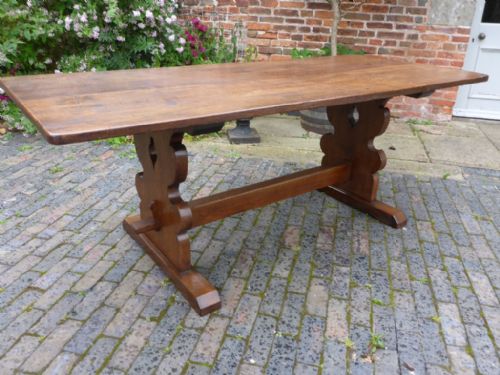 Victorian Oak Farmhouse Table to Seat 8