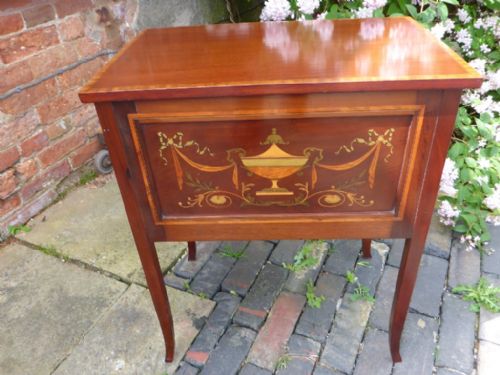 Marquetry Inlaid Ladies Sewing Cabinet