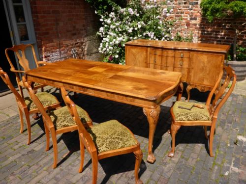 Burr Walnut Dining Room Suite 7 Piece