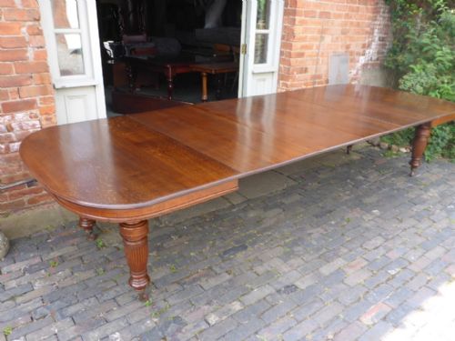 Victorian Oak Extending Dining Table 4 Leaves