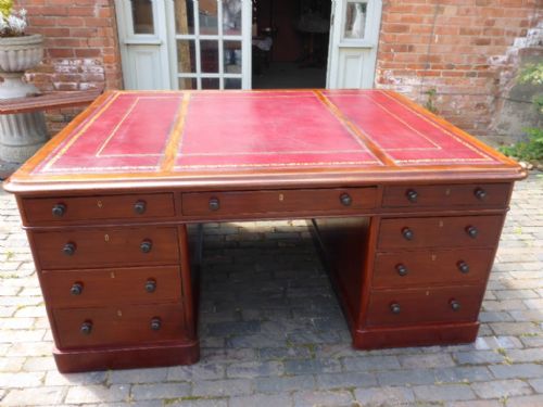 Superb Victorian 18 Drawer Partners Desk