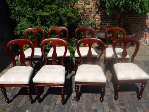 Set of 8 Victorian Balloon Back Dining Chairs