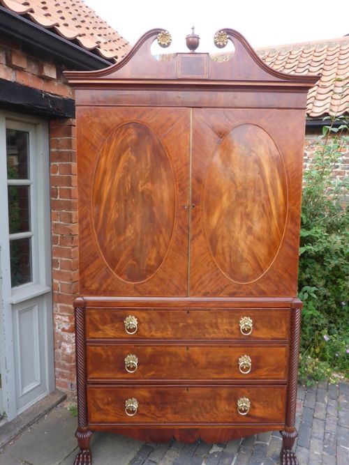Fine Georgian Mahogany Clothes Press Regency Period