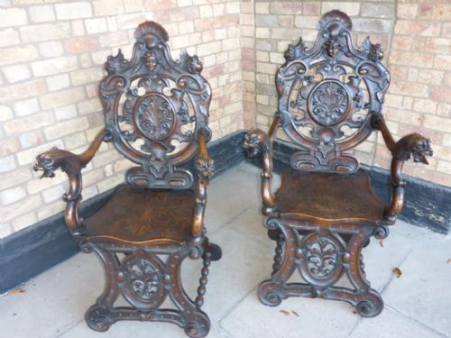 A Superb Pair of Italian Sgobello Type Chairs