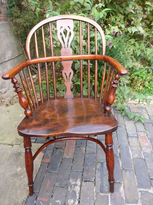 Antique Yew Wood Windsor Armchair by Nicholson Rockley