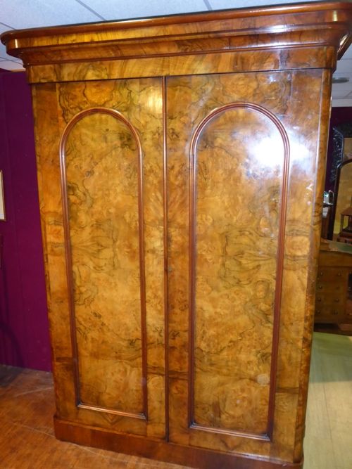 Superb Burr Walnut Wardrobe Victorian