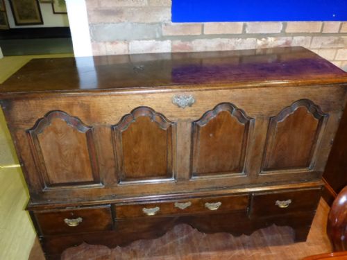 Antique Georgian Coffer Bach Four Panel Front