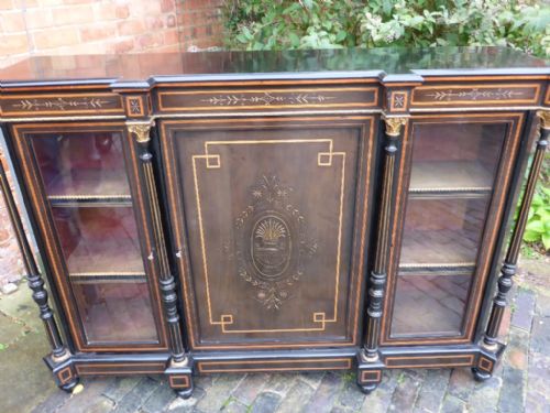 Victorian Ebonized Credenza with Ormolu Mounts